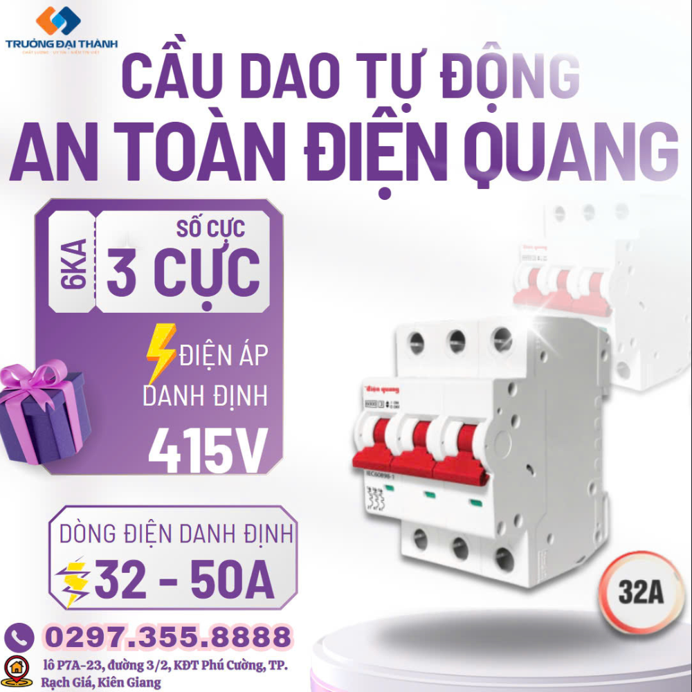 Cầu Dao Tự Động, An Toàn Điện Quang 3 Cực, 6KA (32A, 40A, 50A, 63A) Là Gì? Lợi Ích Khi Sử Dụng