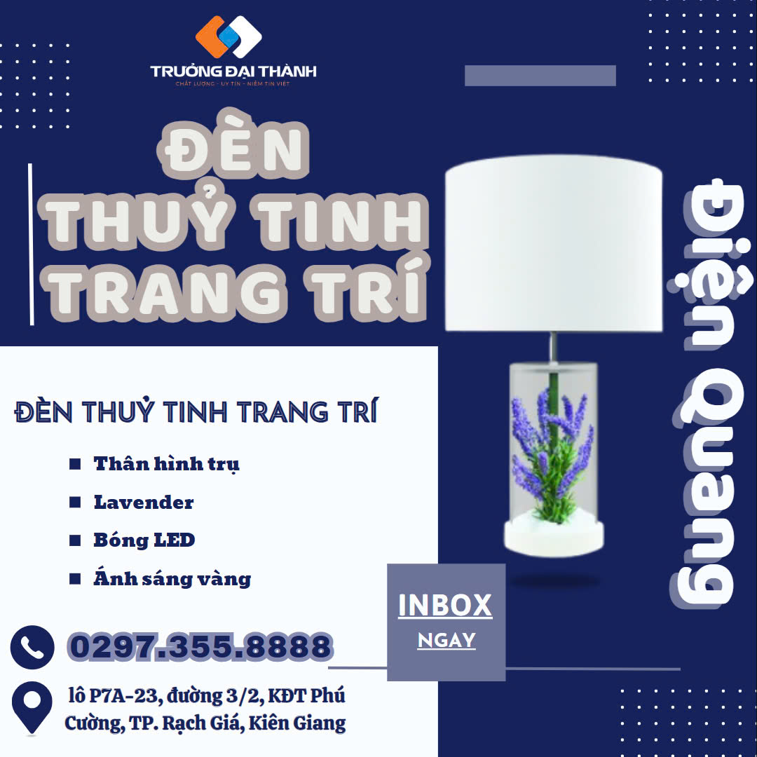 F487F66a6cA0HdA Ea18Ch9a61BfA72 Đèn thủy tinh trang trí Điện Quang ĐQ DCL11 WW ( thân hình trụ, Lavender, bóng LED, Ánh sáng vàng )
